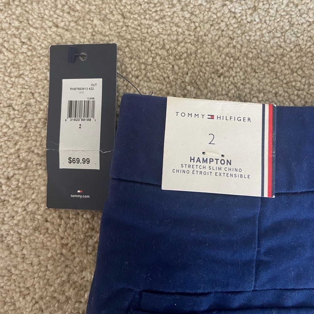 Tommy Hilfiger woman’s Blue Chinos with Red and White Stripe - Picture 3 of 6